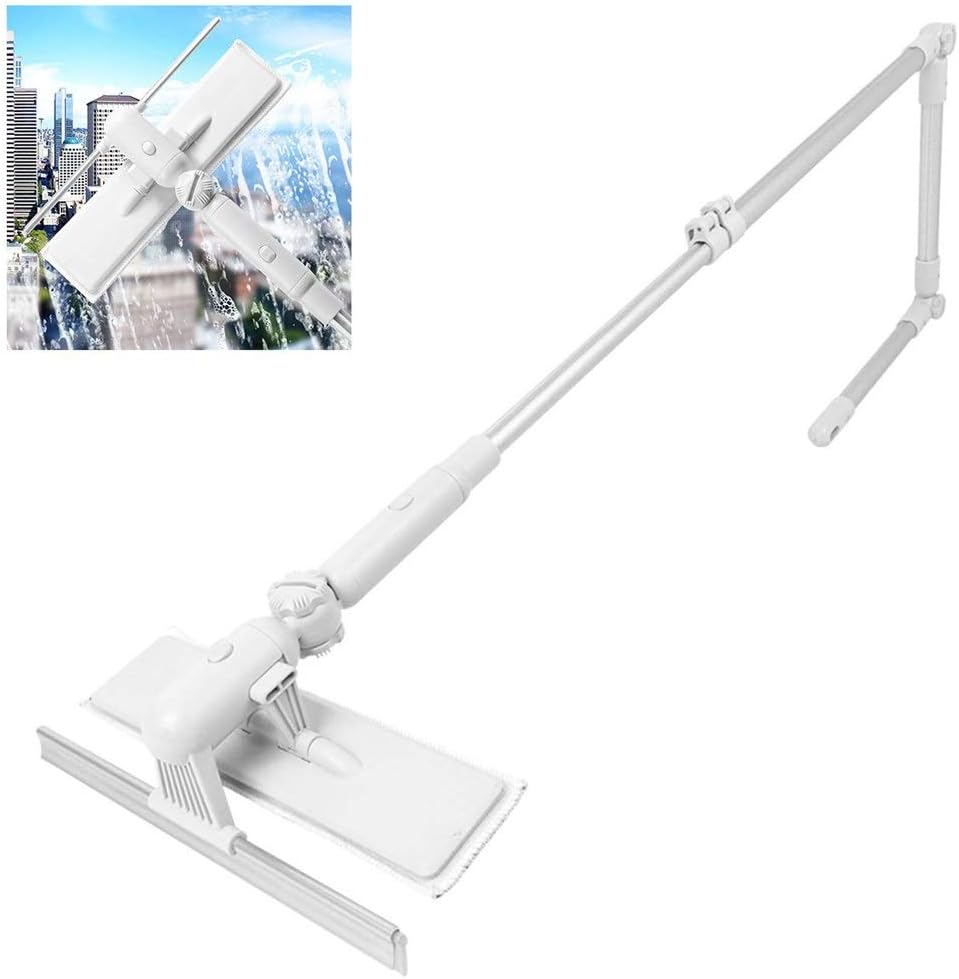Glass Cleaner-Window Squeegee with Microfiber Scrubber,Window Cleaning Kit, All Purpose Outdoor Window Glass Cleaner & Extension Pole for High Window