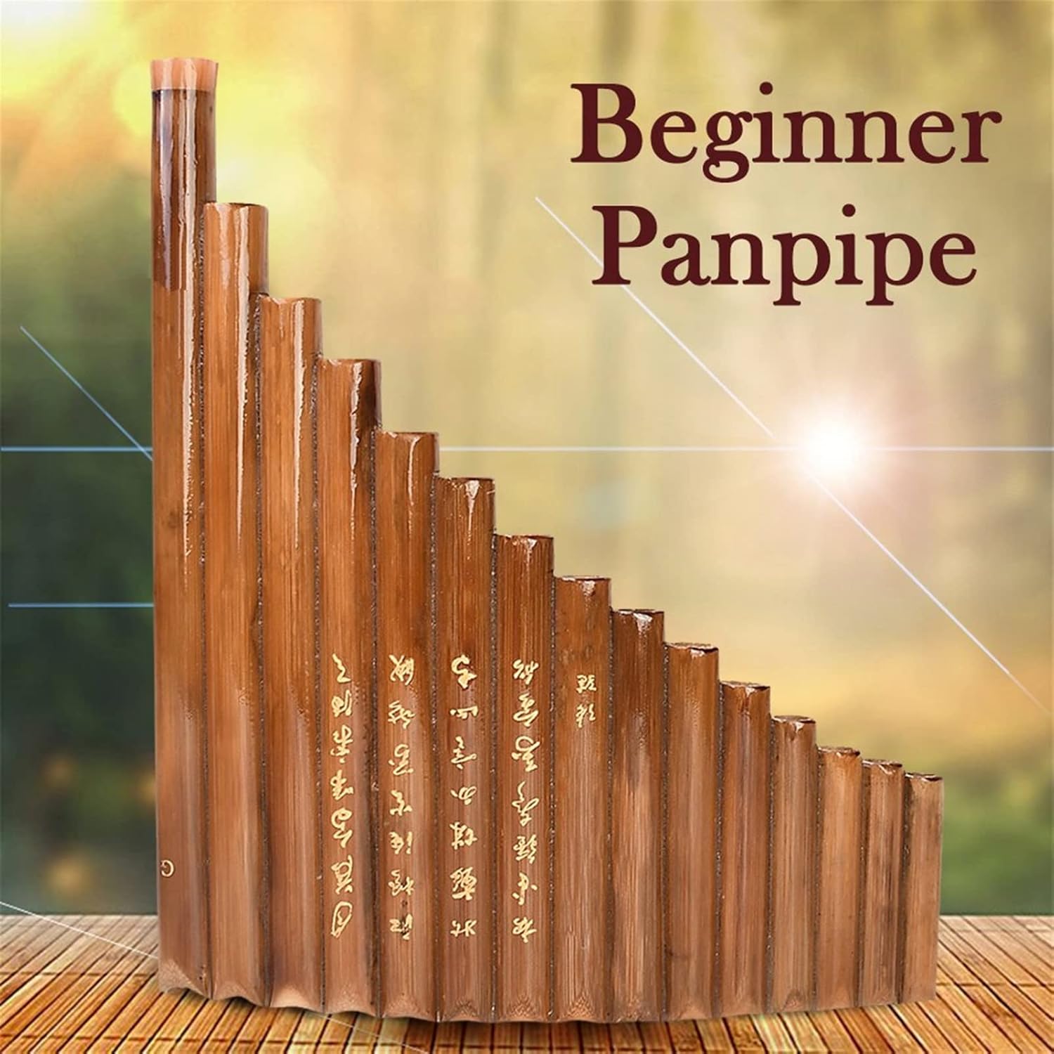 Pan Flute 15 Pipes Natural Bamboo Wind Instrument G Key Panpipe Chinese Traditional Woodwind Instrument