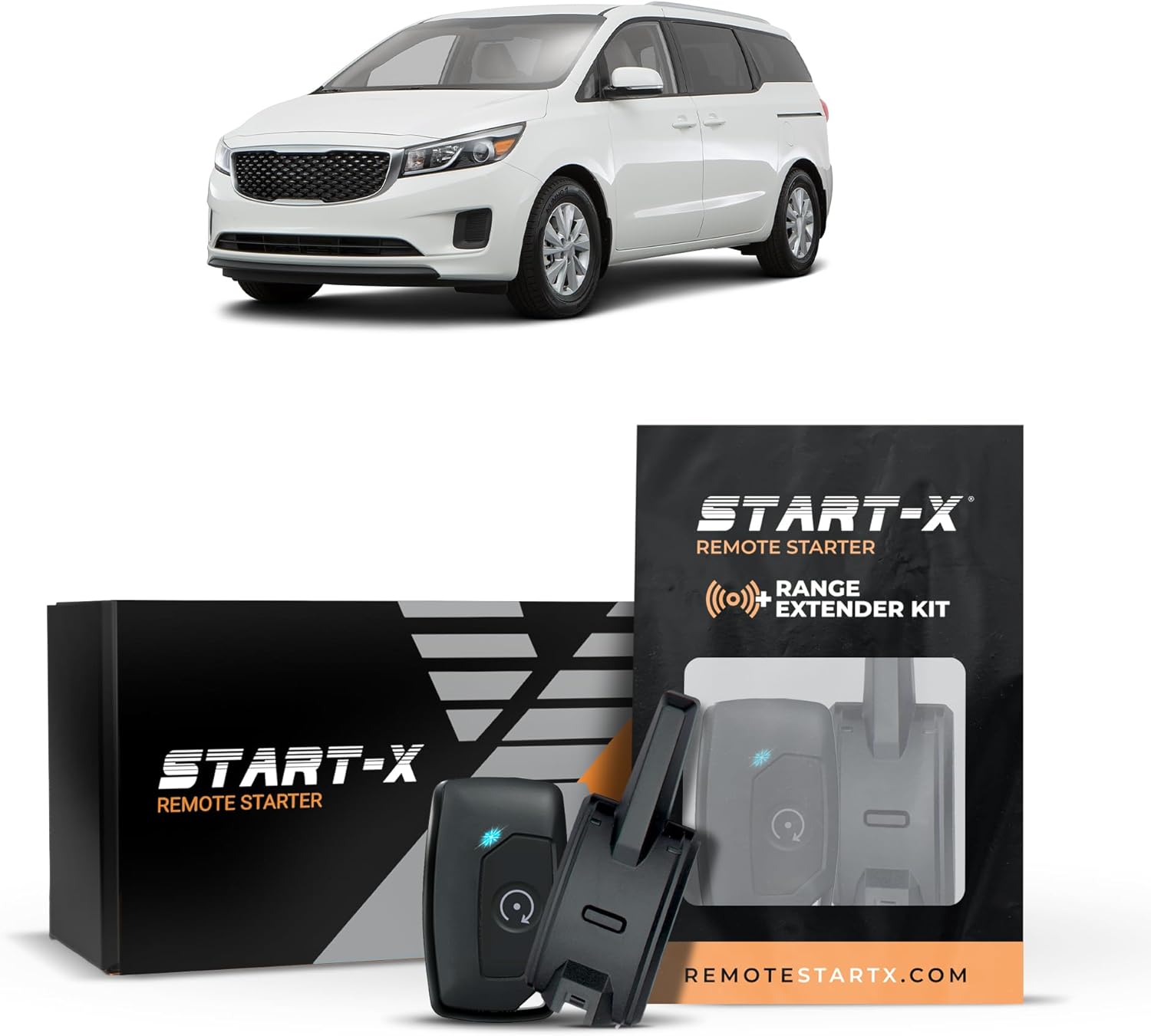 Start-X Remote Starter Kit + 3000ft 2 Way Range Extender for Kia Sedona (2015, 2016, 2017, 2018, 2019, 2020, 2021) Vehicles with Push-to-Start Ignition