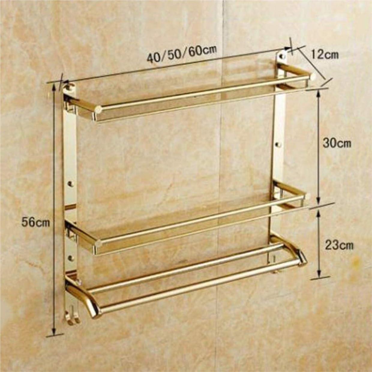 Shower Corner Shelves ，Wall Mount Bathroom Shelf Stainless SteelFor Kitchen Rack Storage Organizer Bathroom Shelves Shower Shelves ( Color : Gold , Size : 60*56*12cm ) ( Color : Gold , Size : 50*56*12