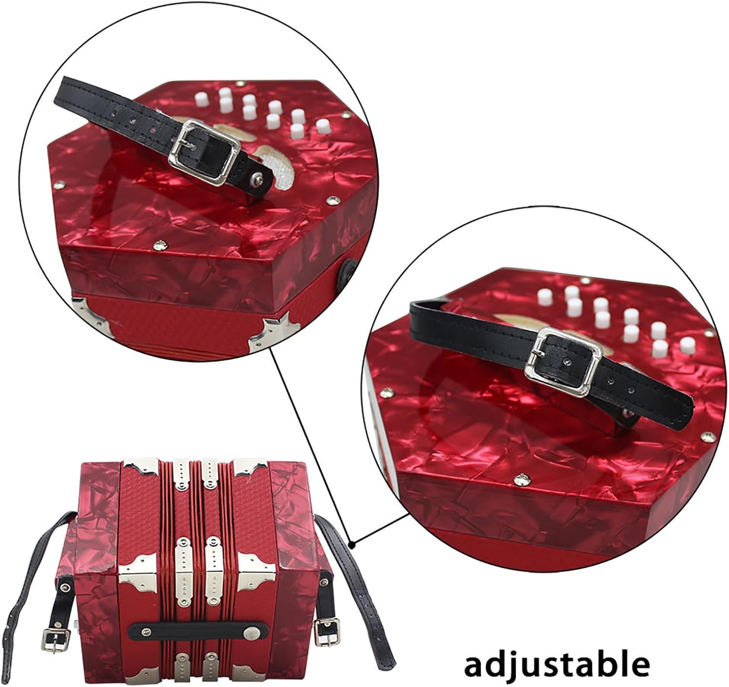 Kids Accordion,Portable Concertina Accordion,with Adjustable Hand Strap,20 Tone Key,Carrying Bag, Excellent Gift for Children and Friends,Suitable for Beginners