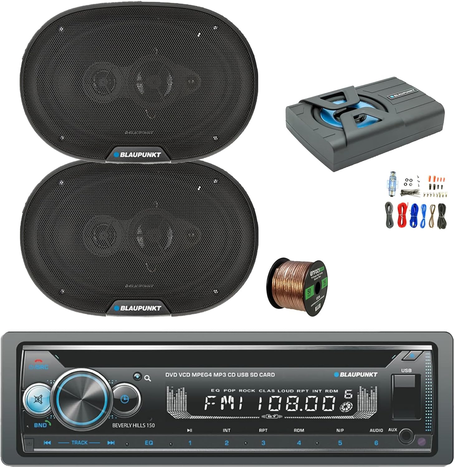 Blaupunkt Beverly Hills 150 Single DIN Bluetooth DVD/CD Stereo Receiver, 8