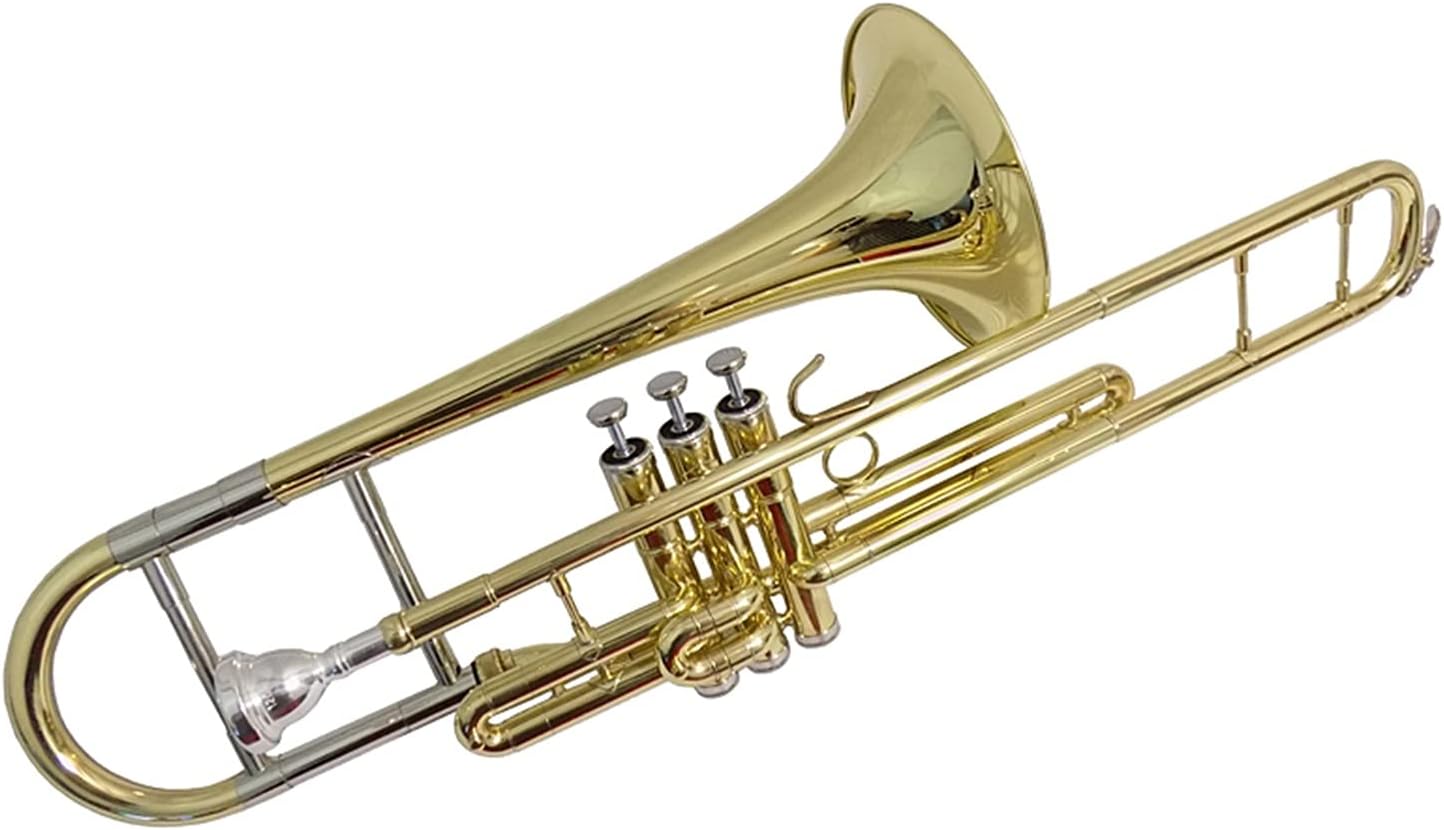 Student Trombone Pistons Trombone F Key with Case Mouthpiece Yellow Brass Lacquer Wind Musical Instruments Trombone Kit