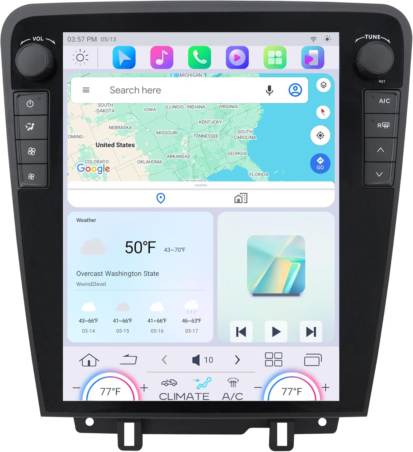 Cidava 12.1 Inch Car Radio for Mustang 2010-2014, Android 13 Qualcomm Car Stereo for Mustang, Tesla Style Screen Head Unit Replacement with Carplay, Android Auto, Fast Boot