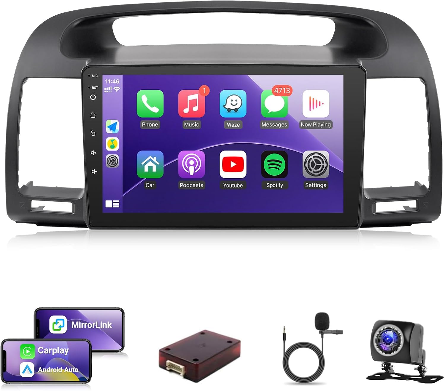 Android Radio for 2002 2003 2004 2005 2006 Toyota Camry Wireless CarPlay Android Auto,9inch IPS Touch Screen for Camry Car Stereo GPS Navi Bluetooth FM 5G WiFi SWC Split Screen (Fit J.B.L& Big Screen)