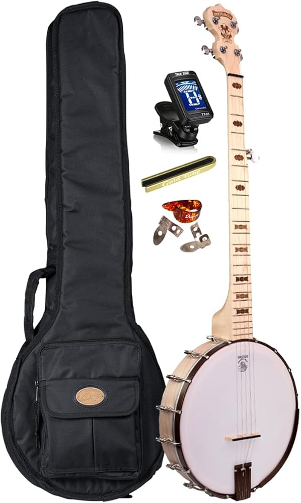 Deering Goodtime LEFT HANDED 5-String Maple Openback Banjo DECO Bronze Hardware with Gig Bag, Tuner, Mute, Picks Instrument Alley Open Back Combo