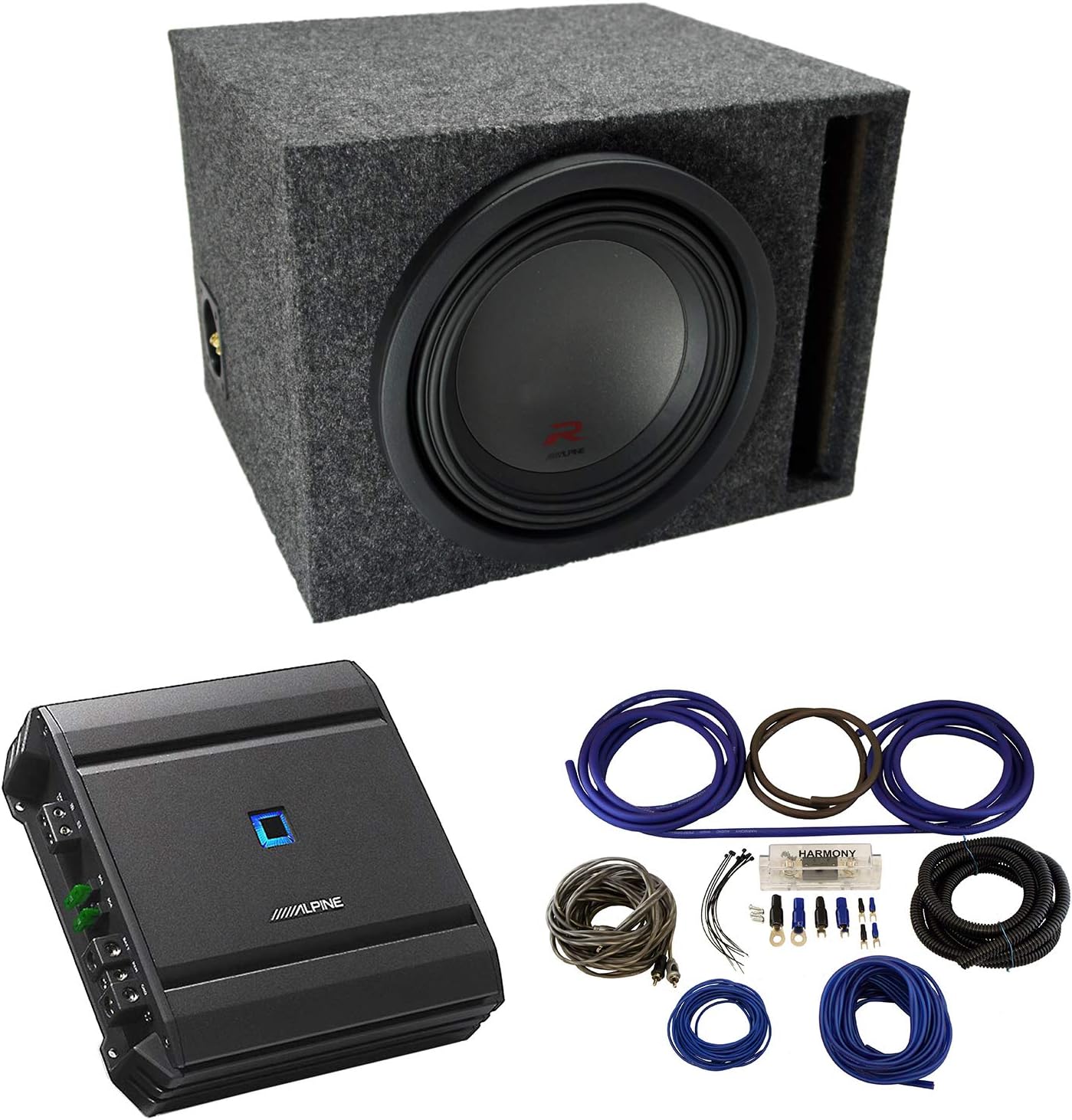 American Sound Connection Alpine Type R Bundle Compatible with Universal Car R-W10D4 Single 10