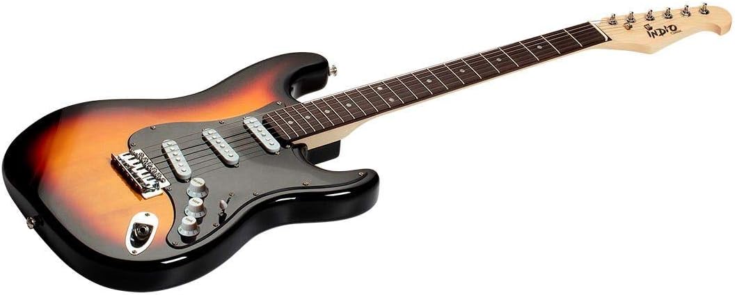 Monoprice Cali Classic Electric Guitar - Sunburst, 6 Strings, Double-Cutaway Solid Body, Right Handed, SSS Pickups, Full-Range Tone, With Gig Bag, Perfect for Beginners - Indio Series