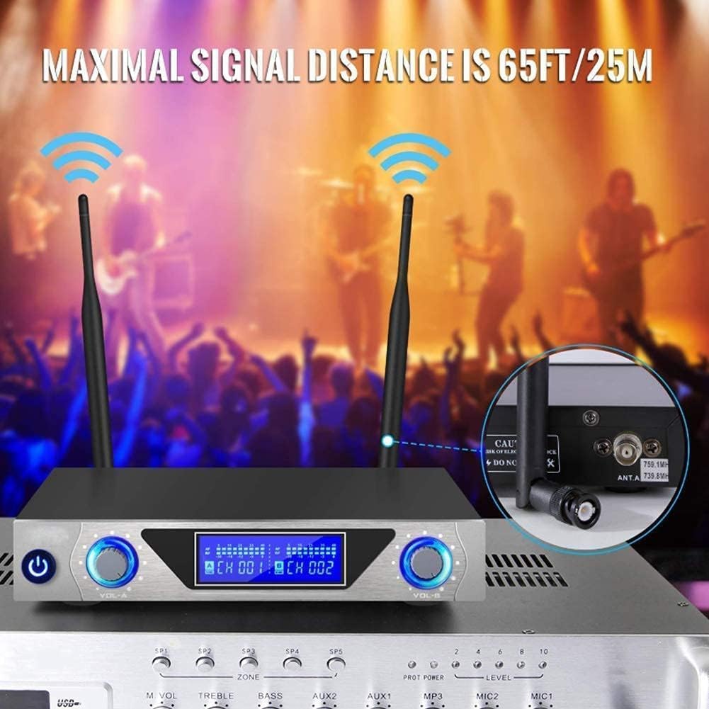 Wireless Microphone, Handheld Professional Microphone, Ktv Microphone One Tow Two Microphone Set Acoustic Microphone, Black