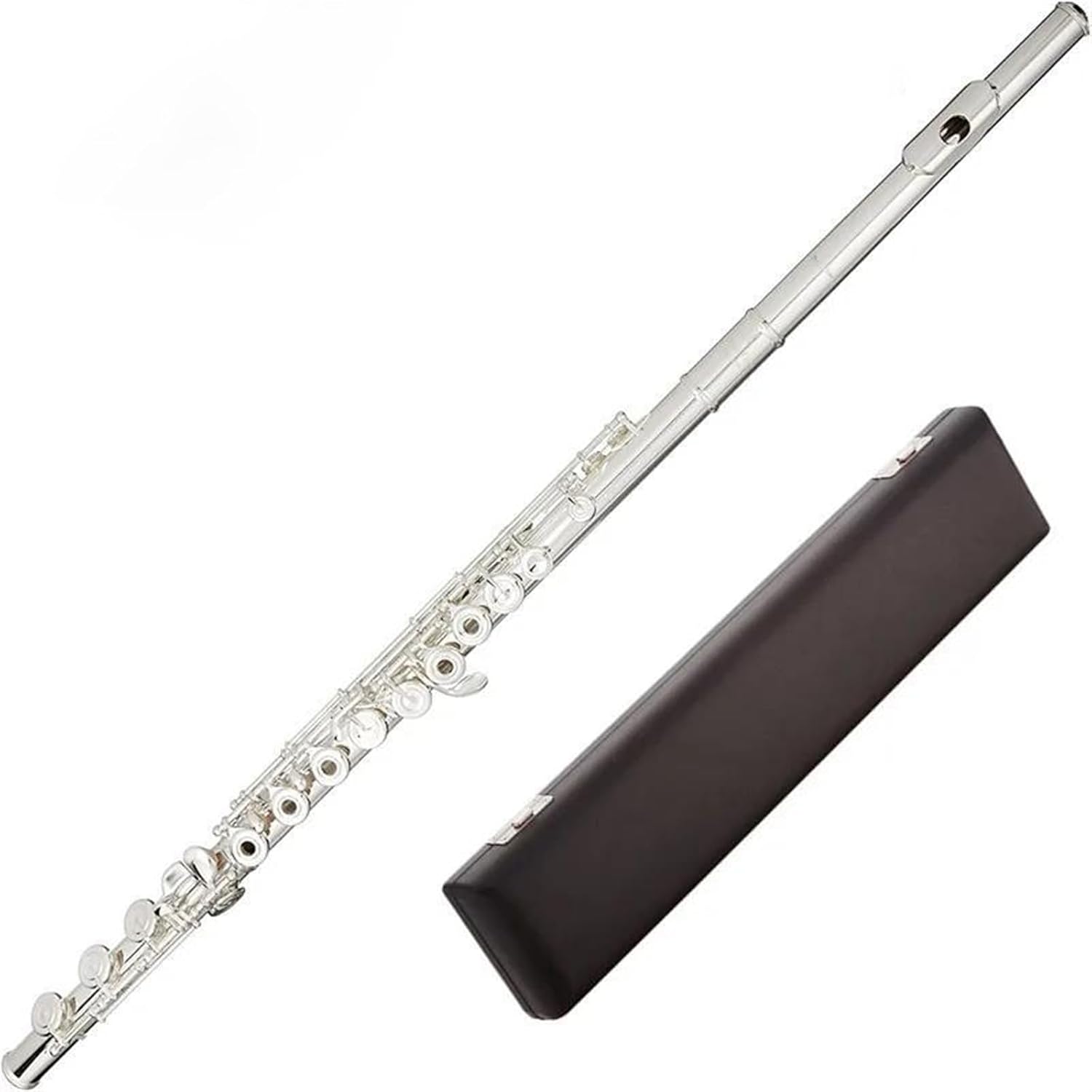 Woodwind Instruments Flute Silver Plated 17 Keys Flute Open Hole Flute Musical Instrument (Color : 665)