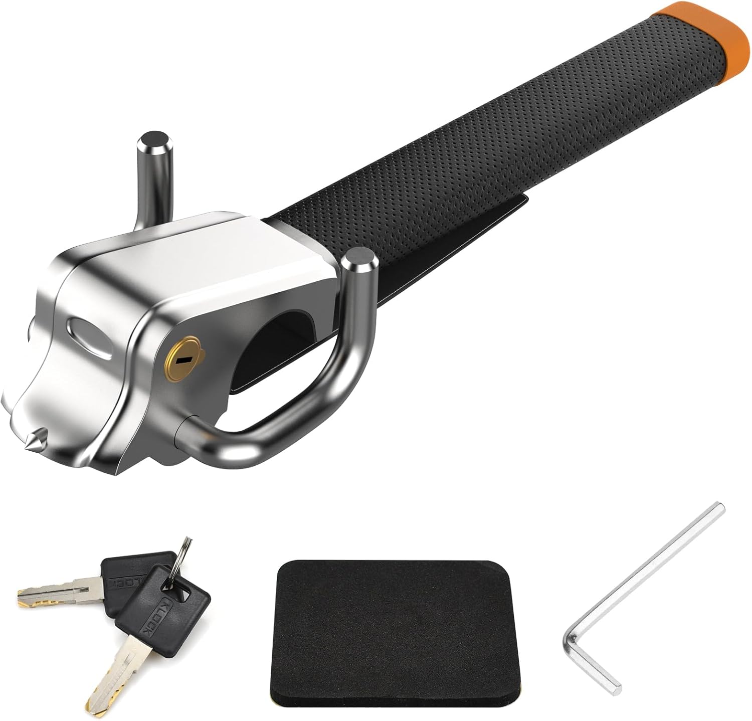 Anti-Theft Car Steering Wheel Lock, Heavy Duty Leather Anti-Theft Car Device Fit Any Brand Vehicle or Truck, Car Security Anti Theft with 2 Keys Stainless Steel Leather Black