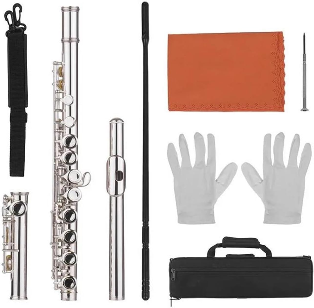 16 Hole Flute C Key White Copper Woodwind Instrument