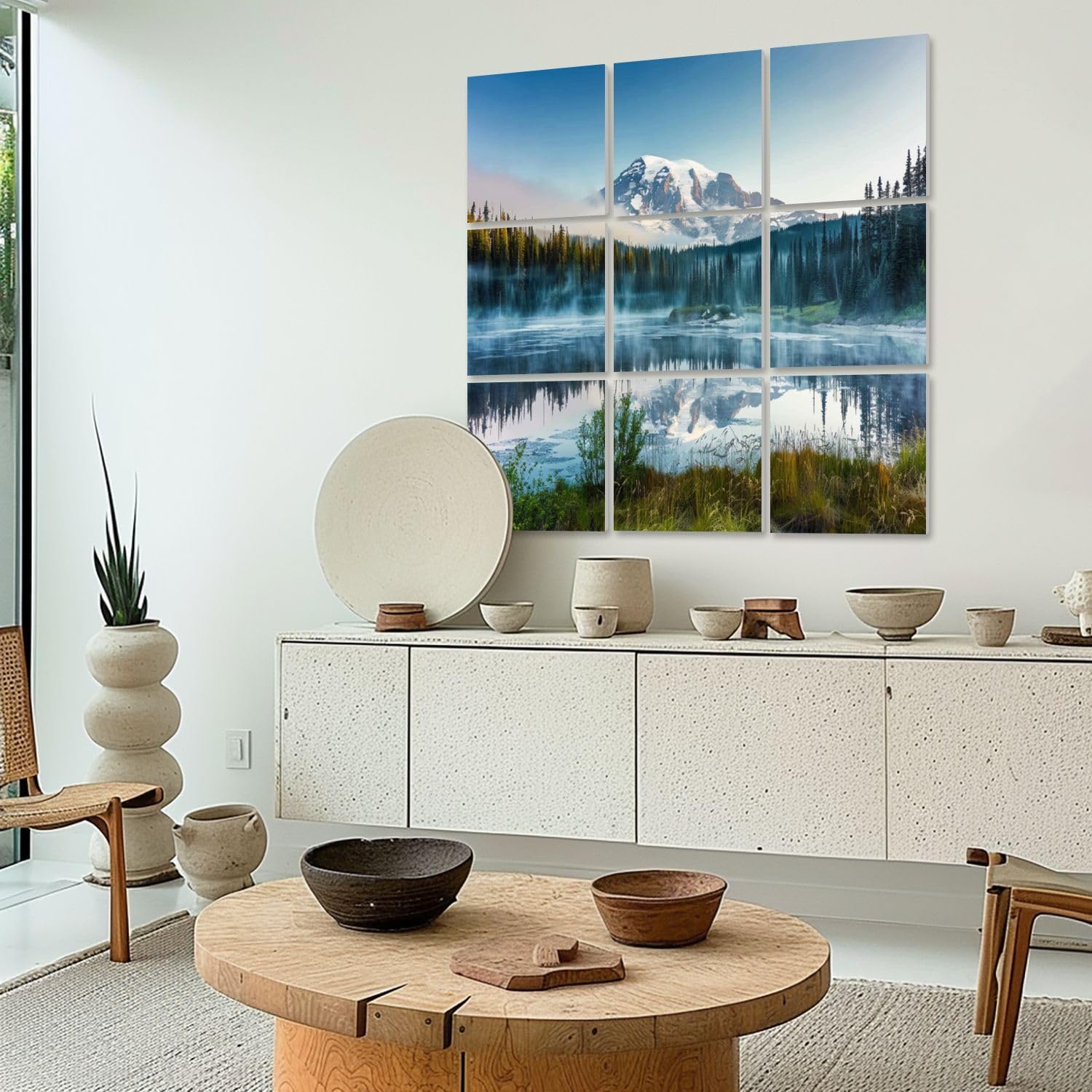 Art Acoustic Panels Self Adhesive Scenic view Mount Rainier reflected across reflection lakes 9 Packs Decorative Soundproof Wall Panels Large Sound Absorbing Panels for Home Office 60