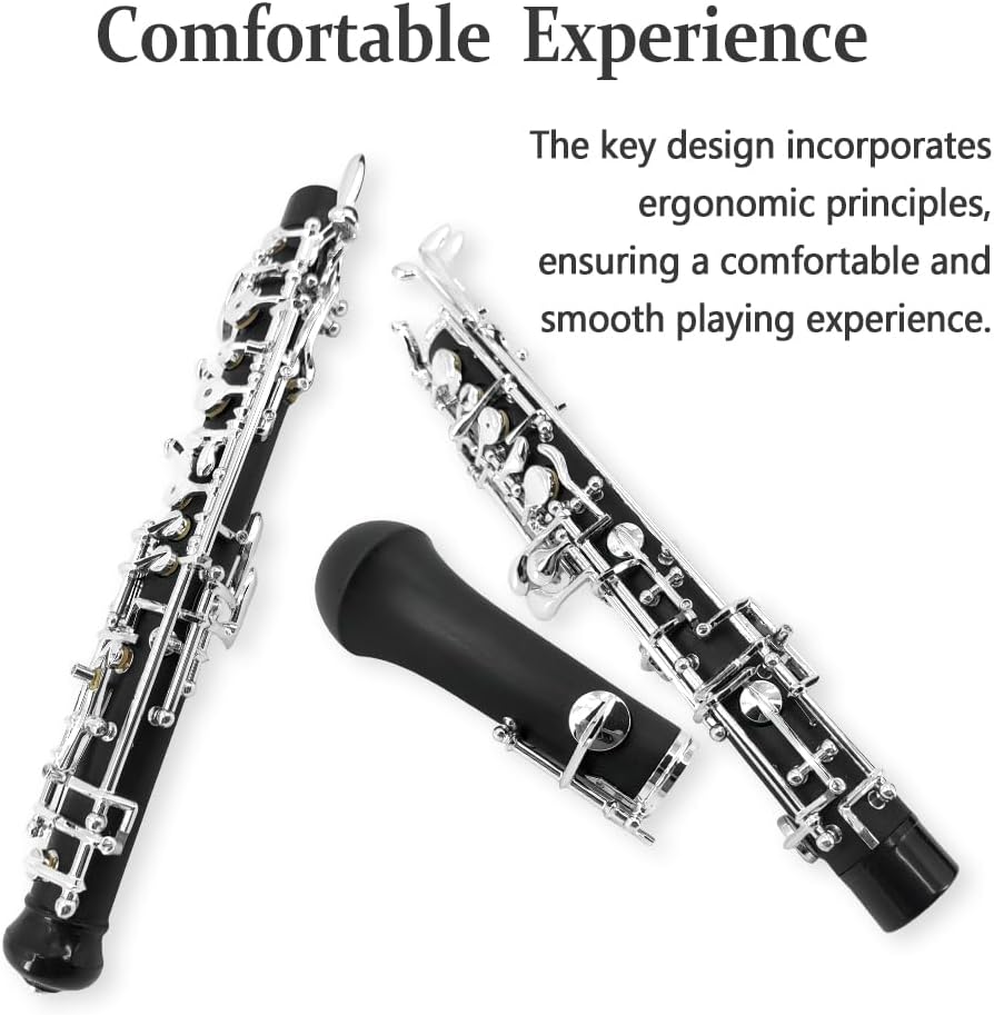 Yinfente Professional Oboe Ebonite/Rosewood C Key Left F Resonance Full Automatic Woodwind Instrument With Oboe Reed&Gloves&Leather Case+ Carry Bag&Cleaning Cloth&Cap Cork&Grease&Screwdriver
