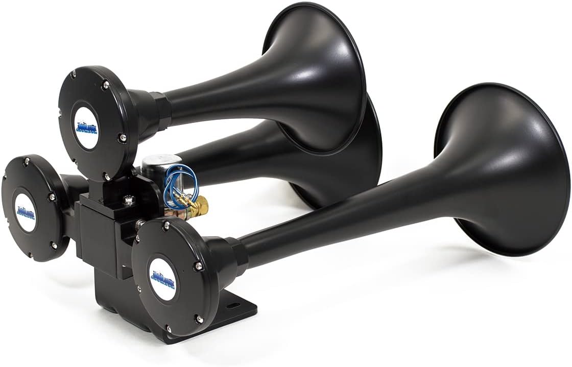 HornBlasters Outlaw Black 12/24 Volt Train Horn Only - 3 Trumpets - Big Sound
