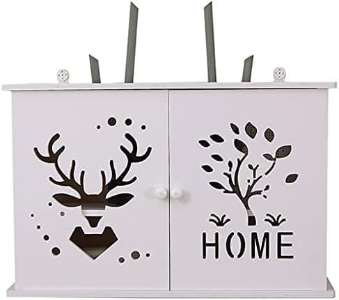 Router Storage Box,Wall Mount WiFi Router Stand Floating Wall Mounted Shelf 2 Tiers Set-top Box Supports Home and Office WiFi Router Adjustable Cable Box Stands (Color : White, Size : 48 * 1