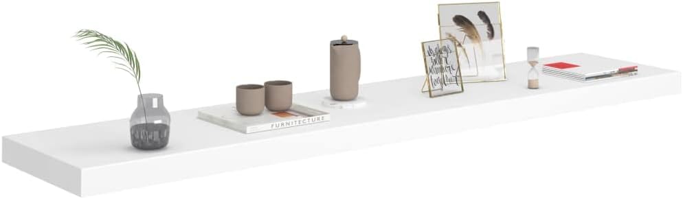 Floating Shelves,Wall Storage Shelves,Wall Mounted Shelf Organizer Unit Display Shelf,Invisible Mounting System,Awards,Book,Collectibles,Ornaments,2 pcs White 47.2