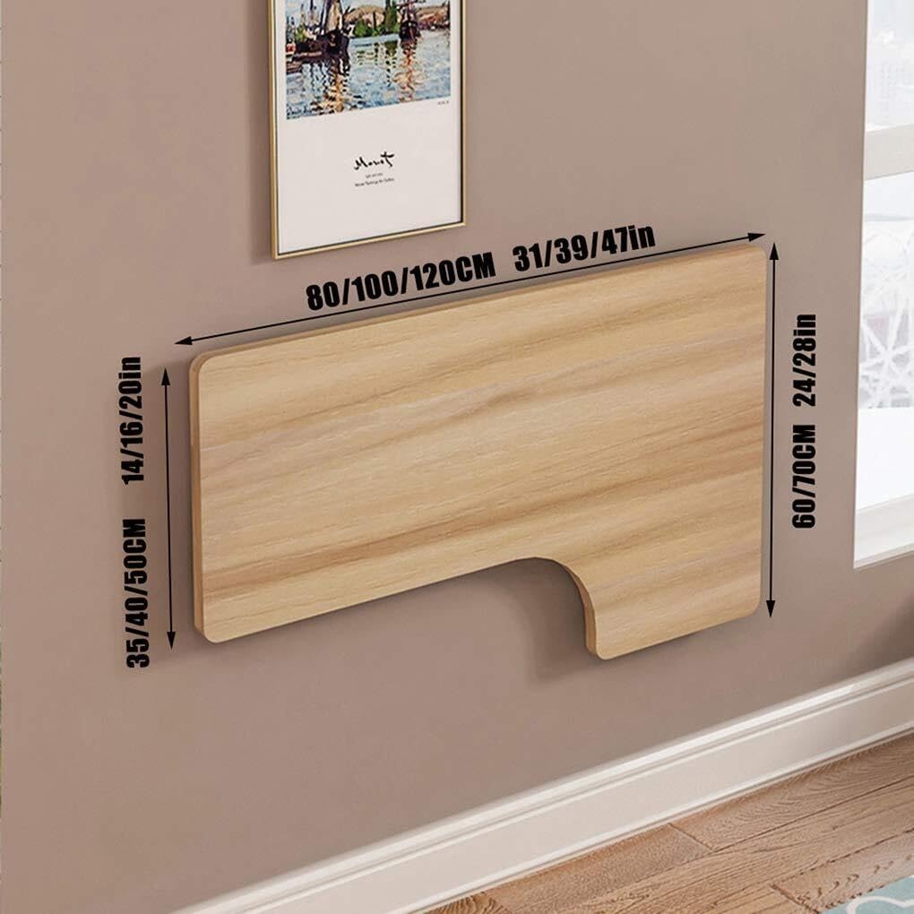 Wall-Mounted Folding Drop-Leaf Table, Space-Saving Corner Computer Desk, Study, Kitchen, Workbench, Easy Assembly, Multi-Function(Creamywhite,120 * 70 * 50cm)