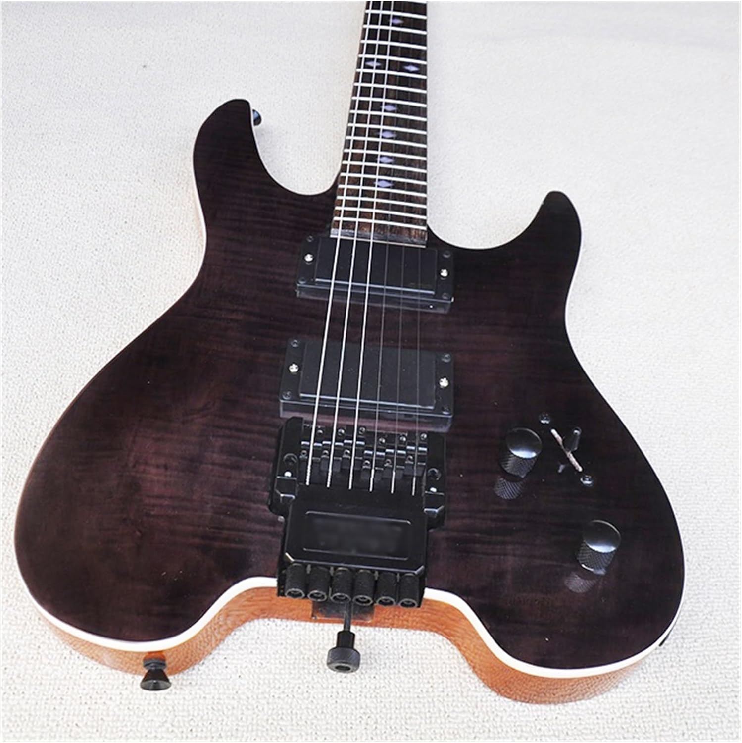 Headless Electric Guitar Headless Electric Guitar with Flame Maple Veneer Rosewood Fretboard 24 Frets