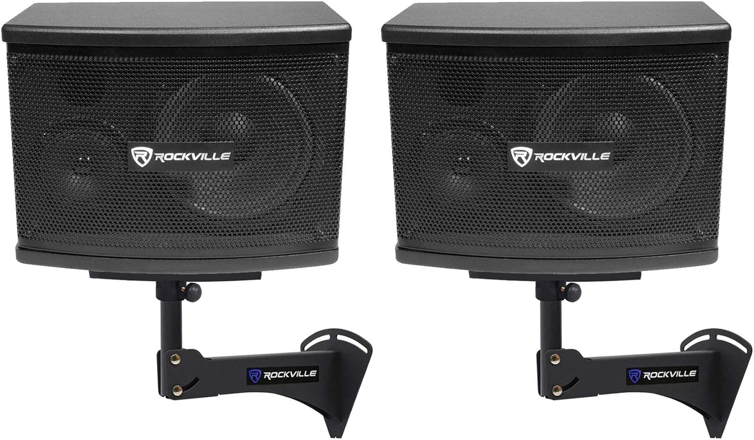Rockville KPS65 Bundle: (2) 6.5 in 400-Watt 2-Way Karaoke Speakers with Brackets MDF, RPW20 Wall Mount Brackets, (2) RVSSA1 Universal 35mm Tripod Pole Adapters, 5-Items