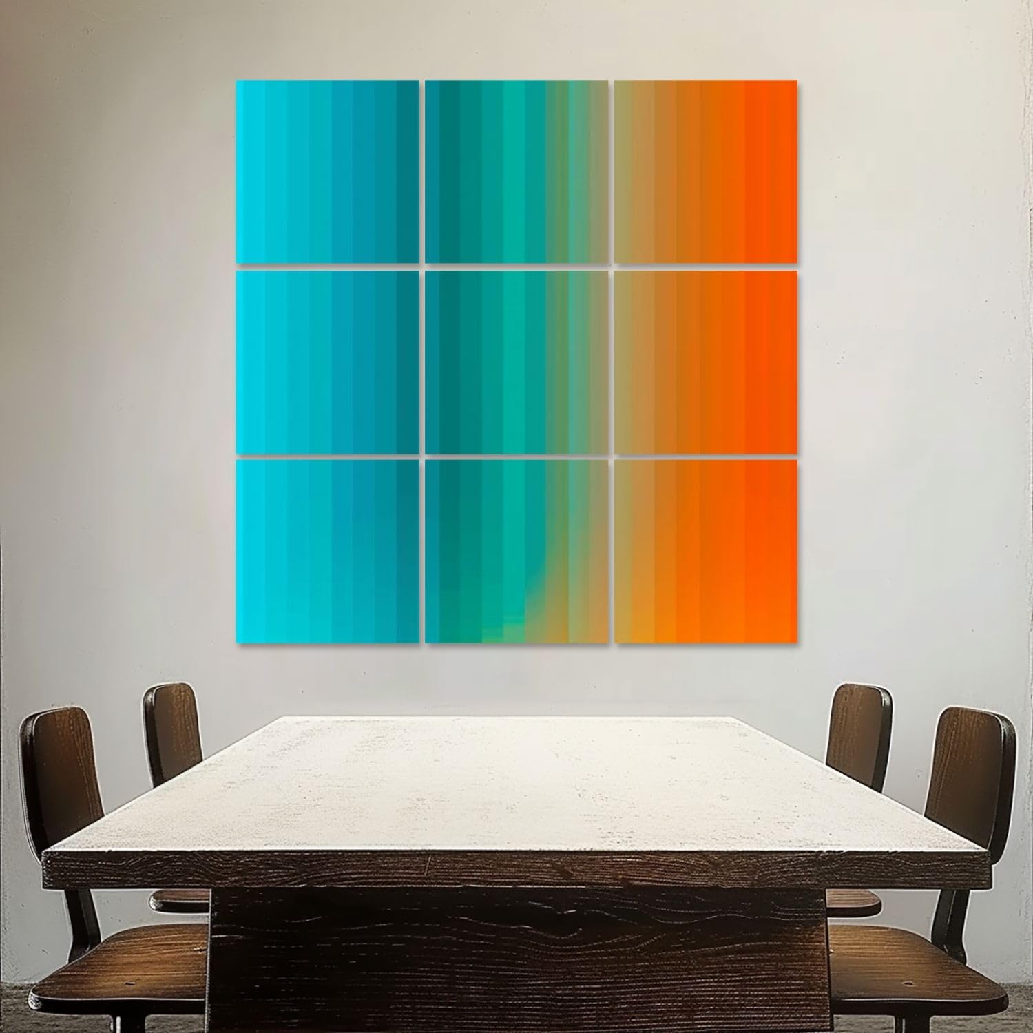 Art Acoustic Panels Self Adhesive Orange abstract gradient decomposed vertical color lines 9 Packs Decorative Soundproof Wall Panels Large Sound Absorbing Panels for Home Office 60