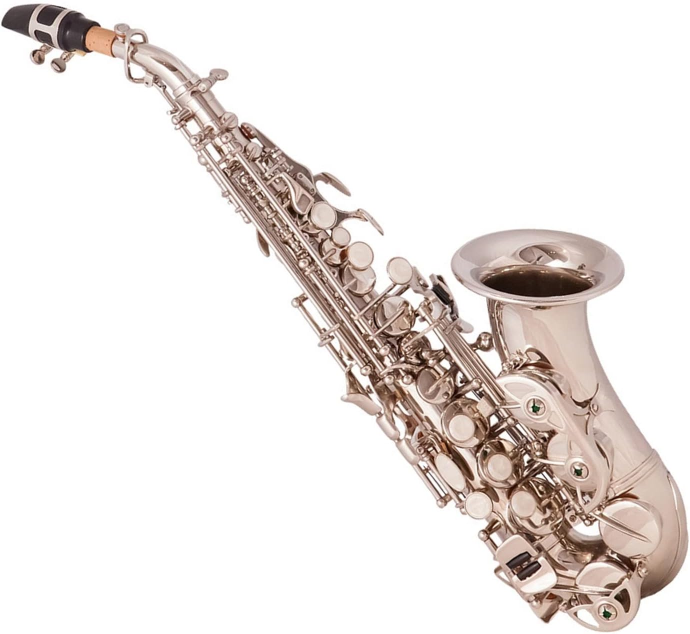 Brass Nickel Plating Carve Pattern Bb Saxophone Pearl White Shell Buttons Wind Instrument