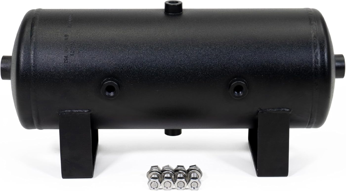 HornBlasters USA Made 2-Gallon (7.5 Liters) 6 Port Steel Air Tank - Powdercoat Finish - (Four 1/4