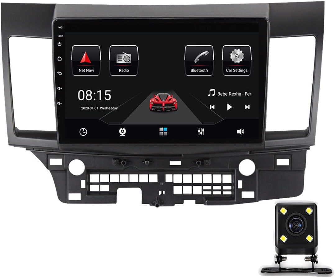 Double Din Car Stereo Compatible with Apple Carplay, 9In Touchscreen Car Audio Receivers for Mitsubishi Lancer 10 2007-2012 with Bluetooth, Backup Camera, USB Port, FM Car Radio,6g+128g