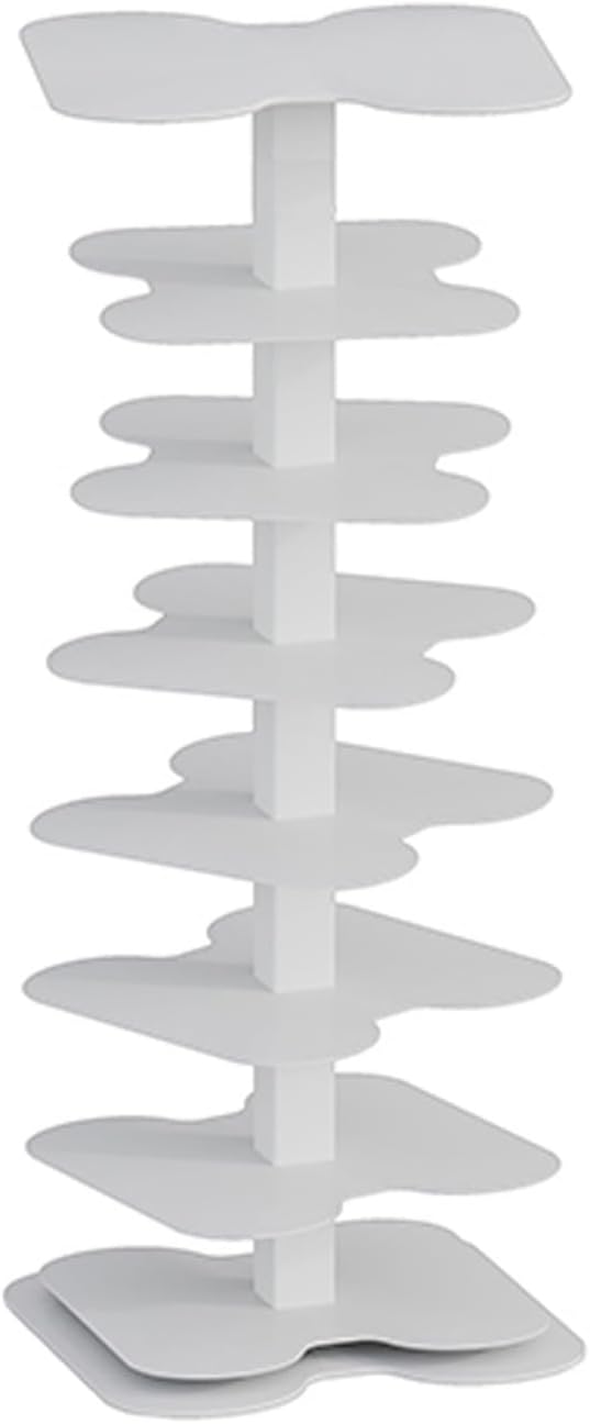 Metal Vertical Bookshelf Tower, Freestanding Invisible Spine Bookcase for Small Spaces, Modern Storage Corner Shelf for Living Room, Office, Bedroom Decor(White,93cm/36.6in)