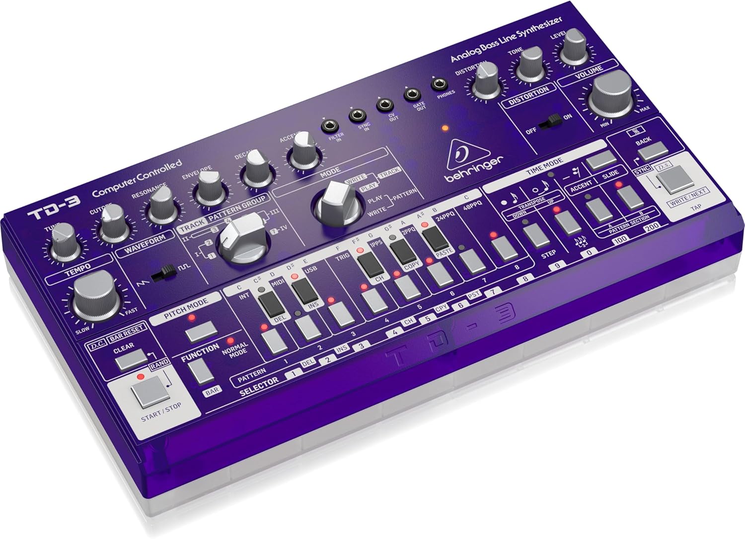 Behringer TD-3-GP Analog Bass Line Synthesizer with VCO, VCF, 16-Step Sequencer, Distortion Effects and 16-Voice Poly Chain