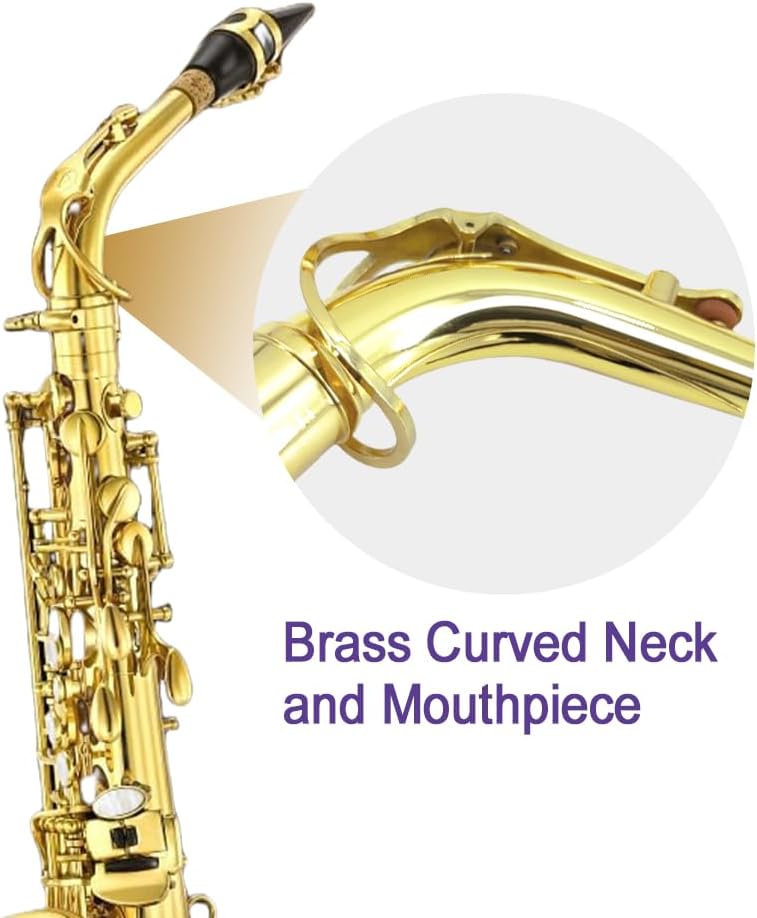 Alto Saxophone E Flat for Adults Student Sax Eb Alto Full Kit With Carrying Sax Case Mouthpiece Straps Reeds Saxophone Beginner Kit