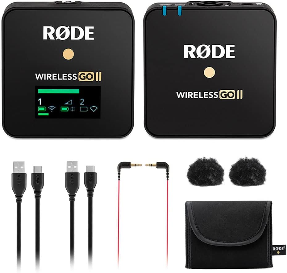Rode Wireless GO II Single Compact Digital Wireless Microphone System and Recorder (WIGOIIS) Bundle Lavalier II Omnidirectional Lavalier Mic and 3-Pack Foam Windscreen
