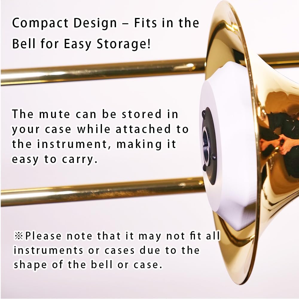 Trombone Practice Mute – Ultra-Quiet, Lightweight 3-in-1 Capsule (Silencer, Blowing, Tone) – Tenor Trombone – QooMute (Midnight - Gray)