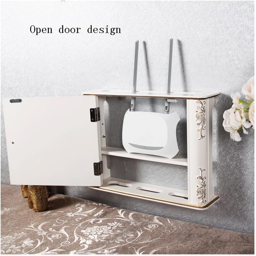 Wall Mount Floating Shelf Multi-Function Storage Rack Router Storage Box Cable Power Plug Wire Storage Boxes (Color : A)