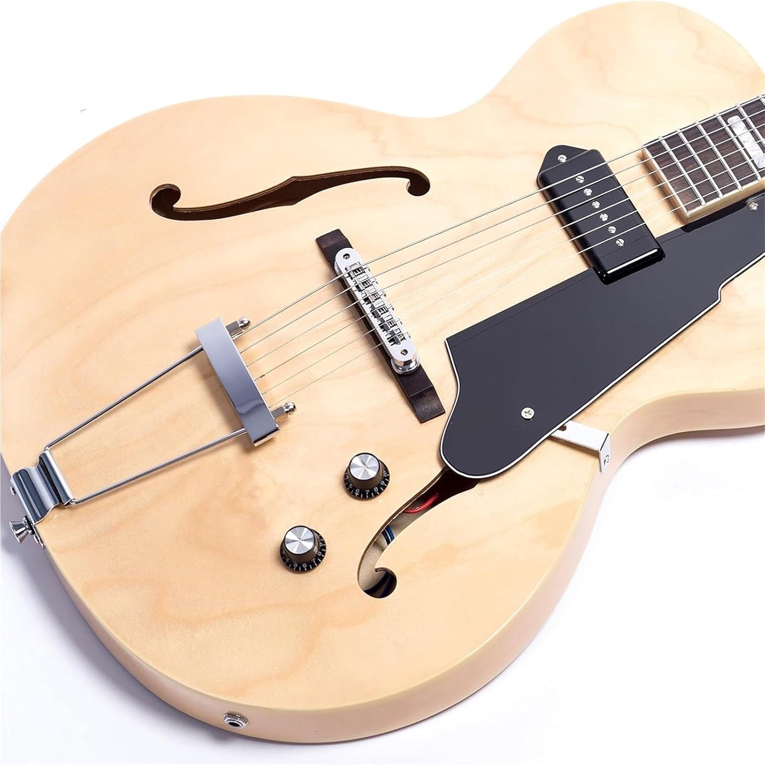 Beginner Electric Guitar Kits Jazz Electric Guitar Hollow Body Chrome Hardware With P90 Pickup Vintage Sunburst(Natural)