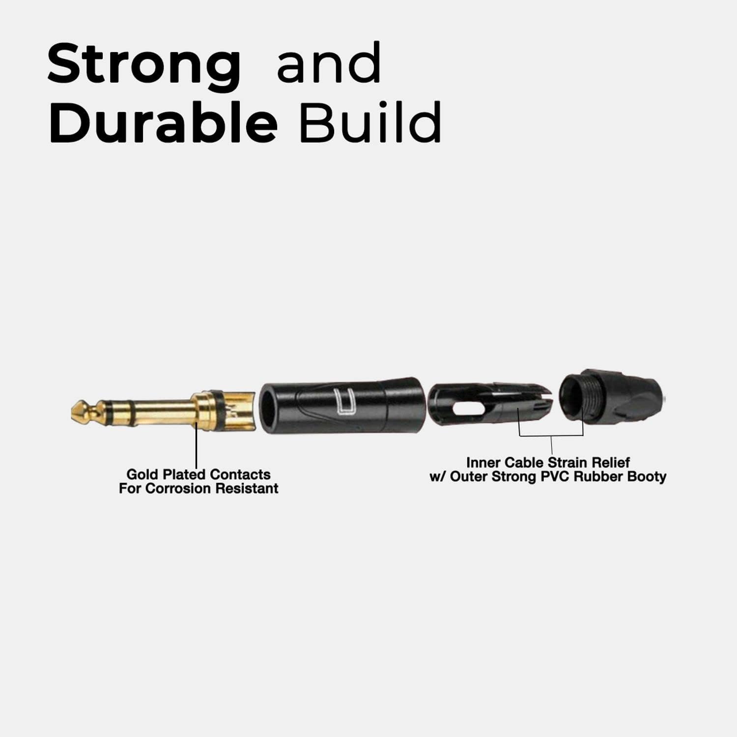 COLUBER 1/4 TRS Cable - 150 Feet Black Stereo Balanced Male to Male Connector for Powered Speakers, Audio Interface or Mixer for Live Performance & Recording