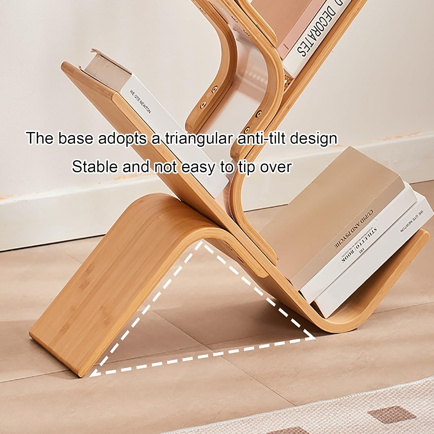 Bamboo Tree Bookshelf, Creative Curved Standing Bookcase Rack, Book Storage Organizer Shelves, Display Floor Book Shelf, Space Saver for Home Office Living Room Bedroom(140cm/55.1in)