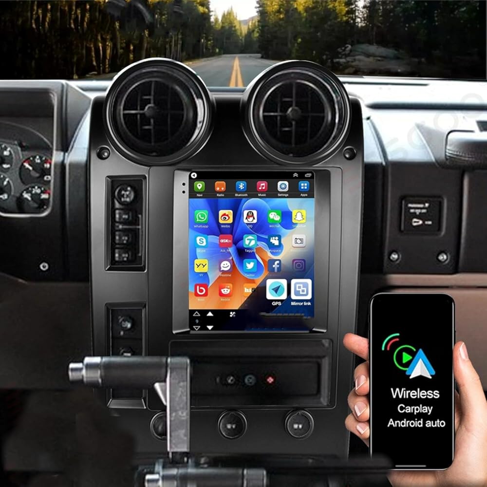 Car Stereo 2-Din Digital Media Receiver for Hummer H2 2002-2007, Car Audio Receivers with CarPlay Android Auto 9.7
