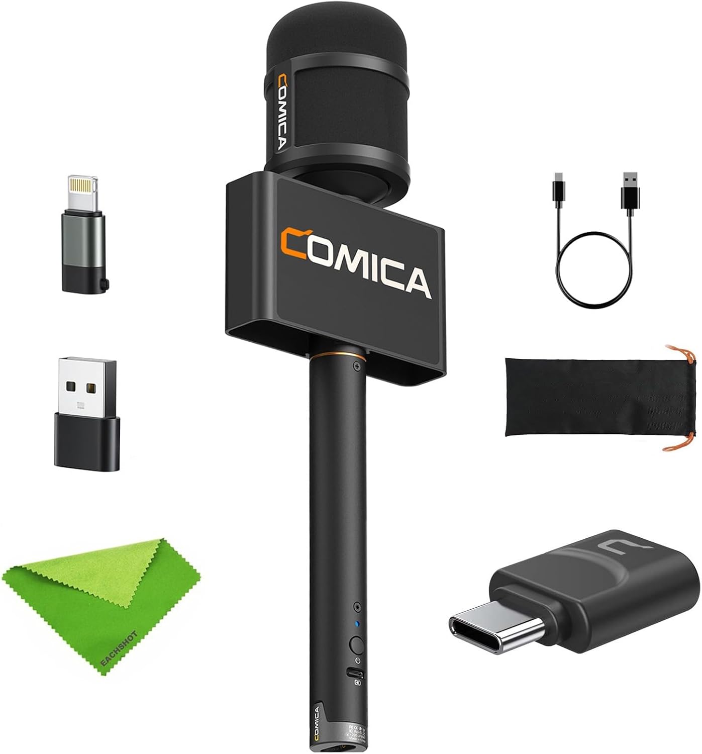 COMICA Revo S Wireless Handheld Interview Microphone,Reporter Mic with USB-C Receiver, Compatible with iPhone 15/16,Android Phones,Laptops,and PC, Professional Mic for Podcasting, Report,Interview