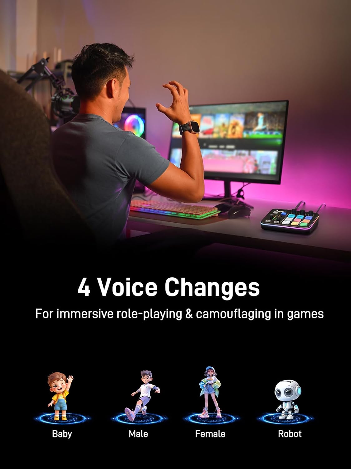 MAONO Streaming Audio Mixer, Audio Interface for Live Streaming, Podcast Recording, Gaming MaonoCaster