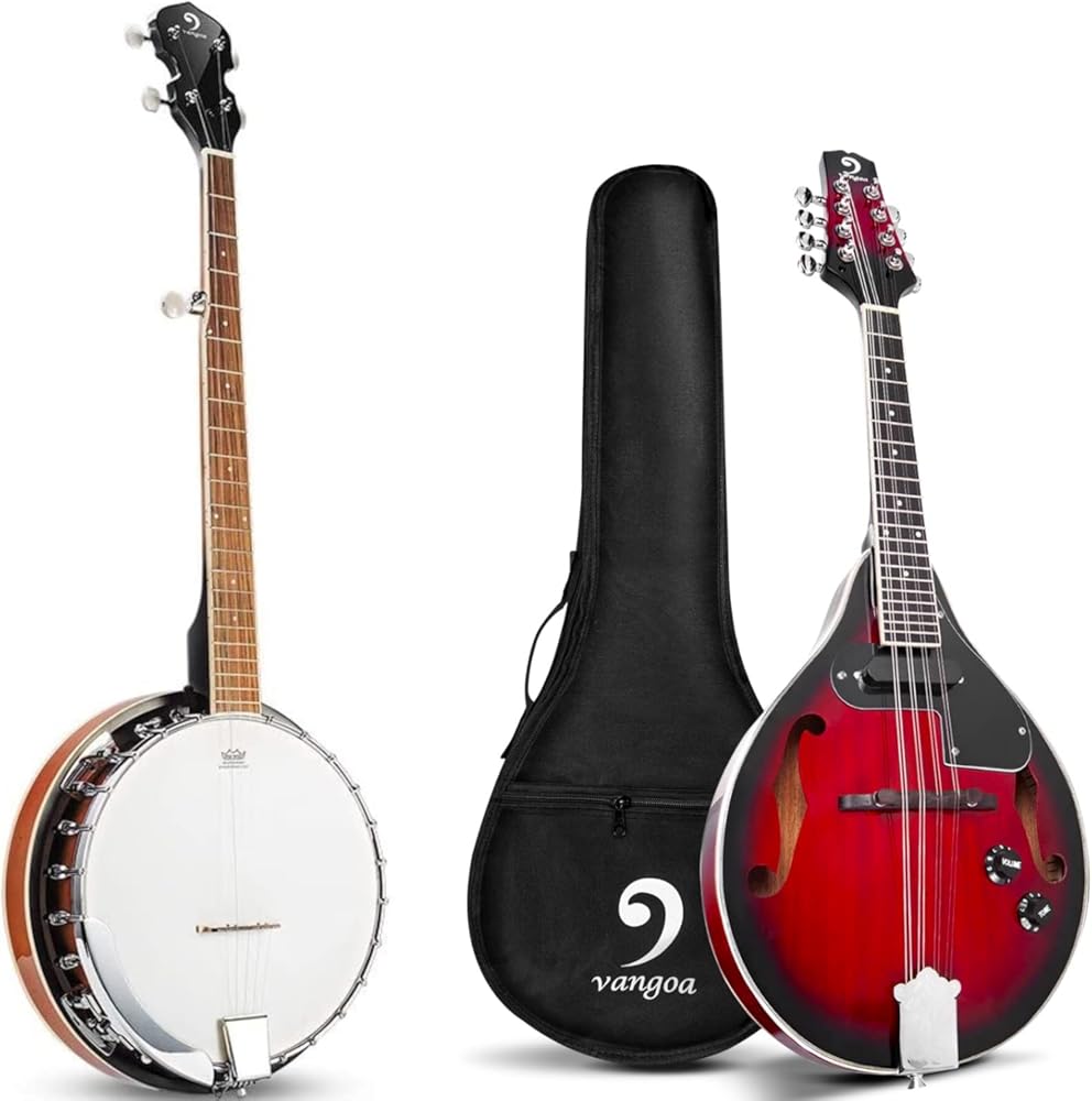 Vangoa Banjo 5 String Full Size Beginner Kit with A Stryle Mandolin Musical Instrument