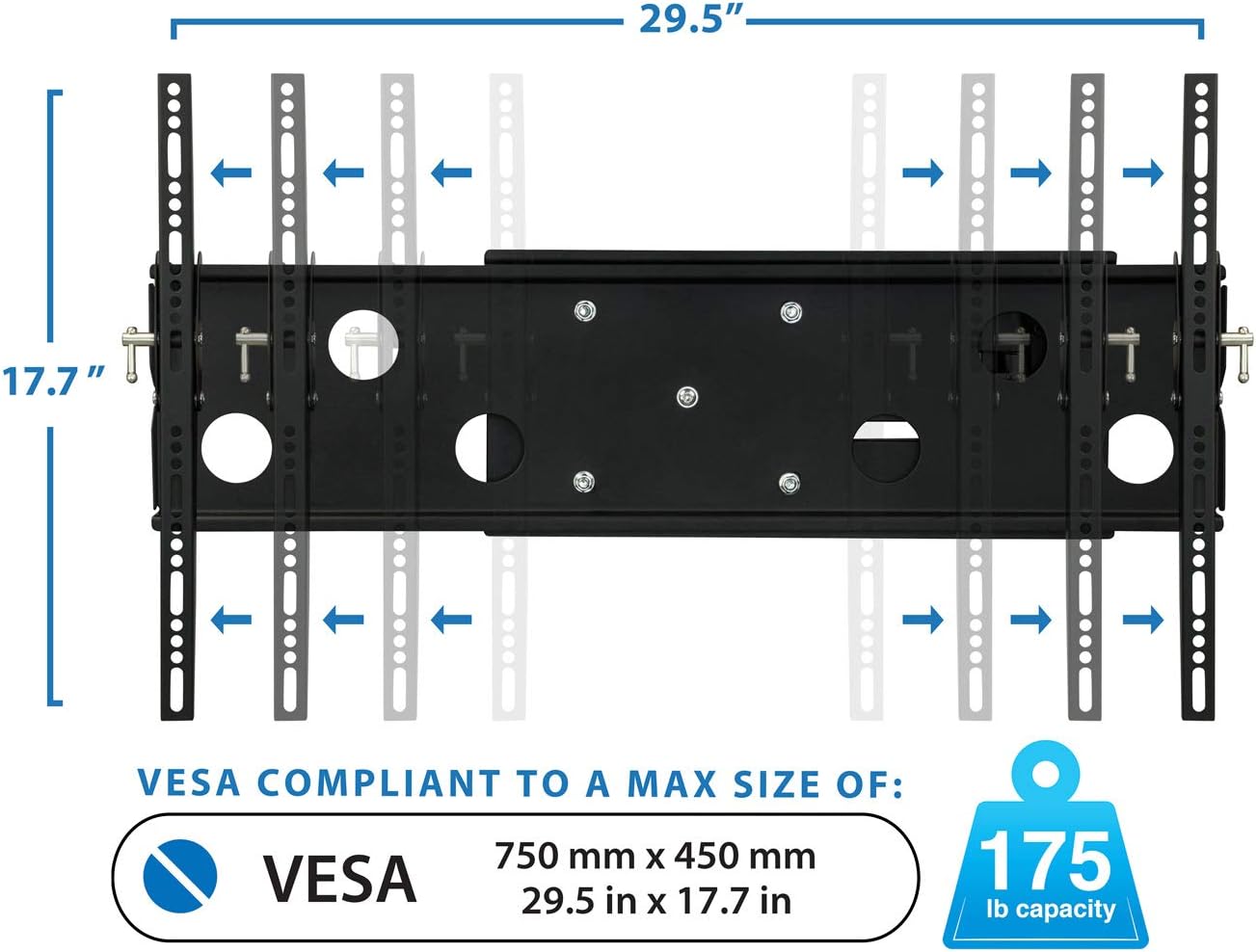 Mount-It! Extended Articulating TV Wall Mount Low-Profile Full Motion Tilting Corner Bracket for 32-60 Inch Flat Screen, VESA up to 750x450, 175 lb Capacity (MI-326B)