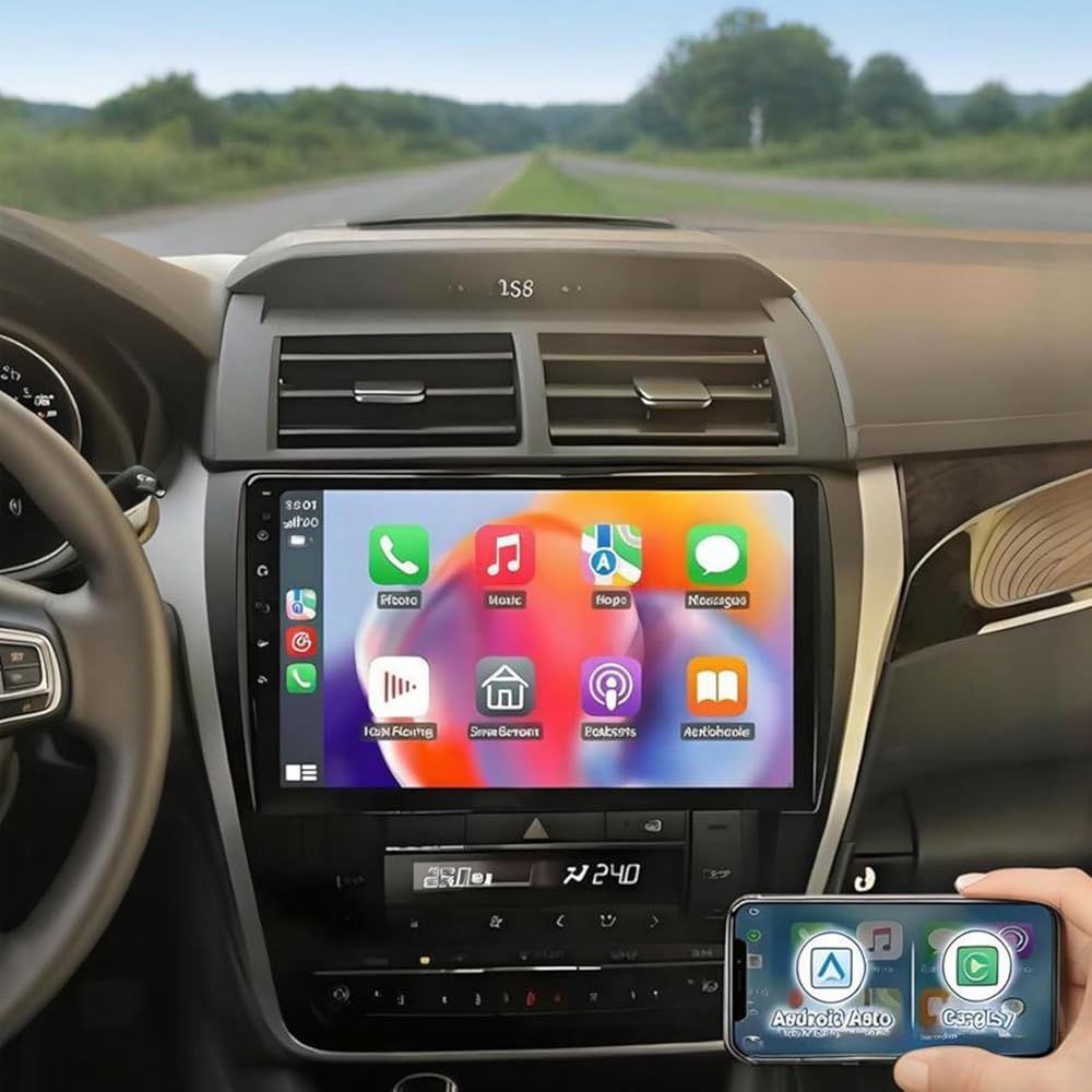 Car Stereo Radio for Toyota Camry 2015 2016 2017 with Wireless CarPlay Android Auto MirrorLink,10 Inch IPS Touchscreen Radio with GPS Bluetooth WiFi FM SWC Backup Camera-2GB+32GB