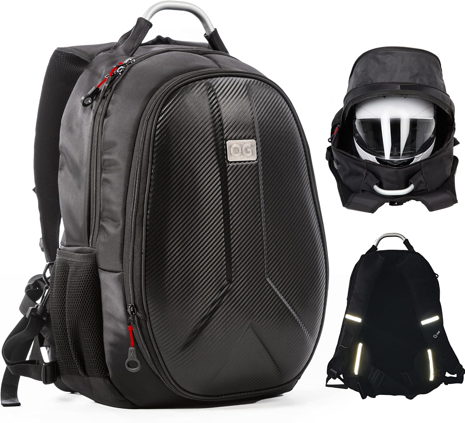 OG Original GetAway Motorcycle Backpack Waterproof, Man, Hard Shell, Large Capacity, Expandable 35L-45L, Motorbike Helmet Bag, Helmet Rucksack, Antitheft, Reflective, USB, Laptop