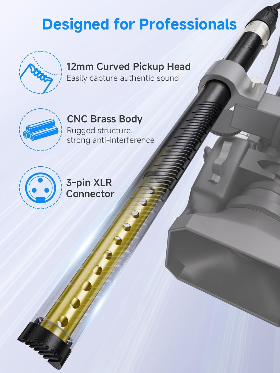 SYNCO D2 XLR Shotgun Microphone, Hypercardioid Condenser Mic for Camcorder, DSLR, Audio & Video Recording, Professional Directional Mic with XLR Output