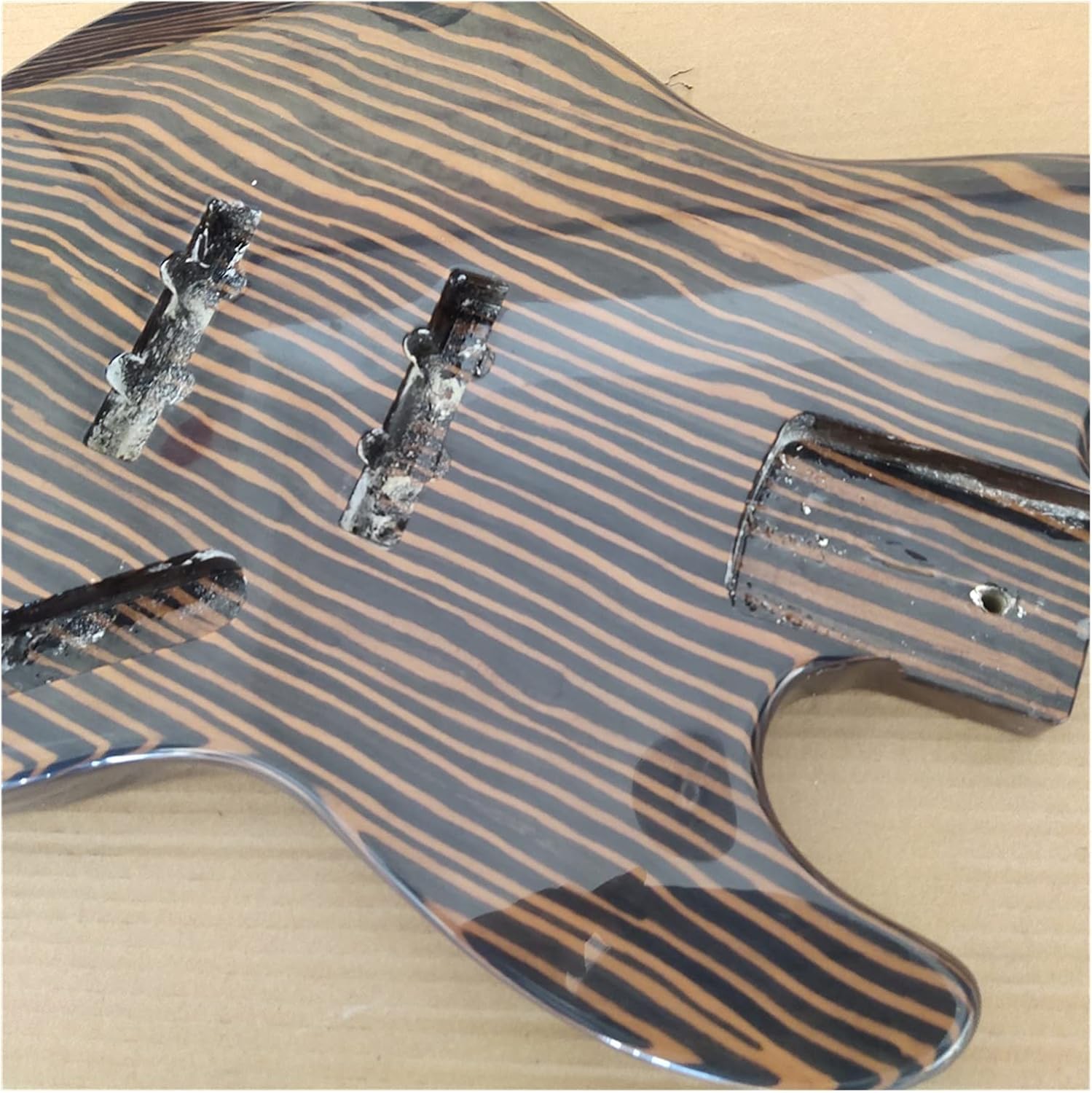 DIY Guitar Kits Finished Zebra Pattern Wood Bass Guitar Body Gloss