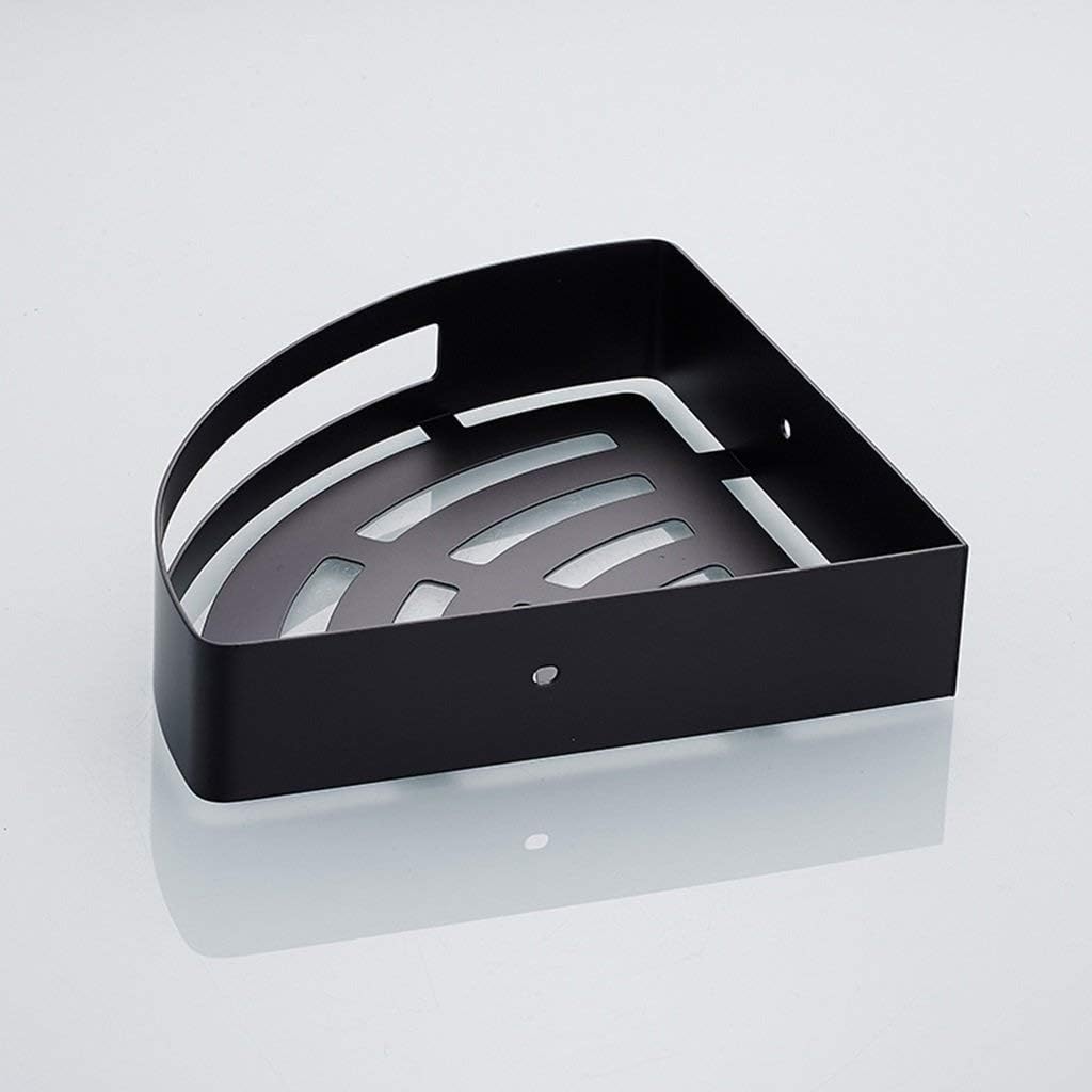 Western Black Frame Triangle Free Punch Stainless Steel Wall Mount Antique Bathroom Corner Rack Supplies Storage Multifunction