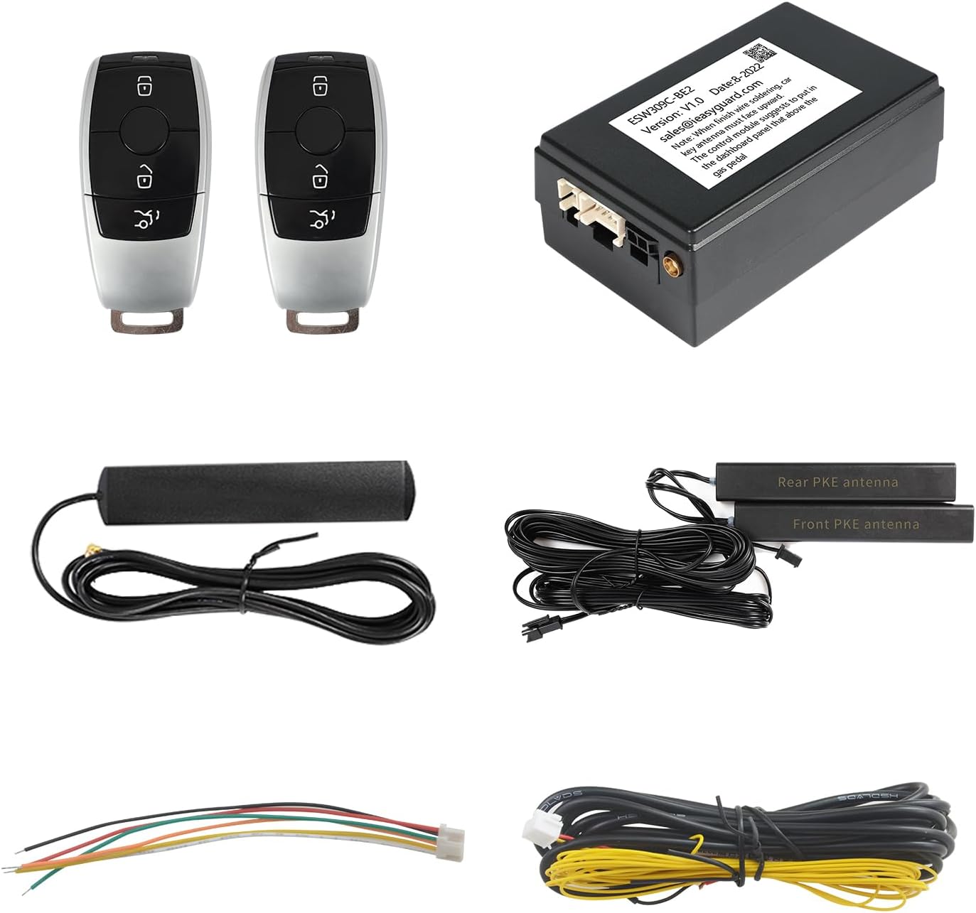 EASYGUARD Smart Key PKE Passive keyless Entry fit for 2014 Mercedes Benz Cars with FBS4 Ignition & OEM Push Start Button (ESW309C-BE2)