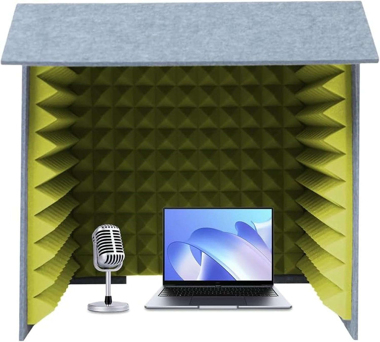 Recording Shield Microphone Booth, Isolation Desktop Soundproof Box, Portable Audio Acoustic Noise Isolator Platform for Podcasts Voiceovers Singing