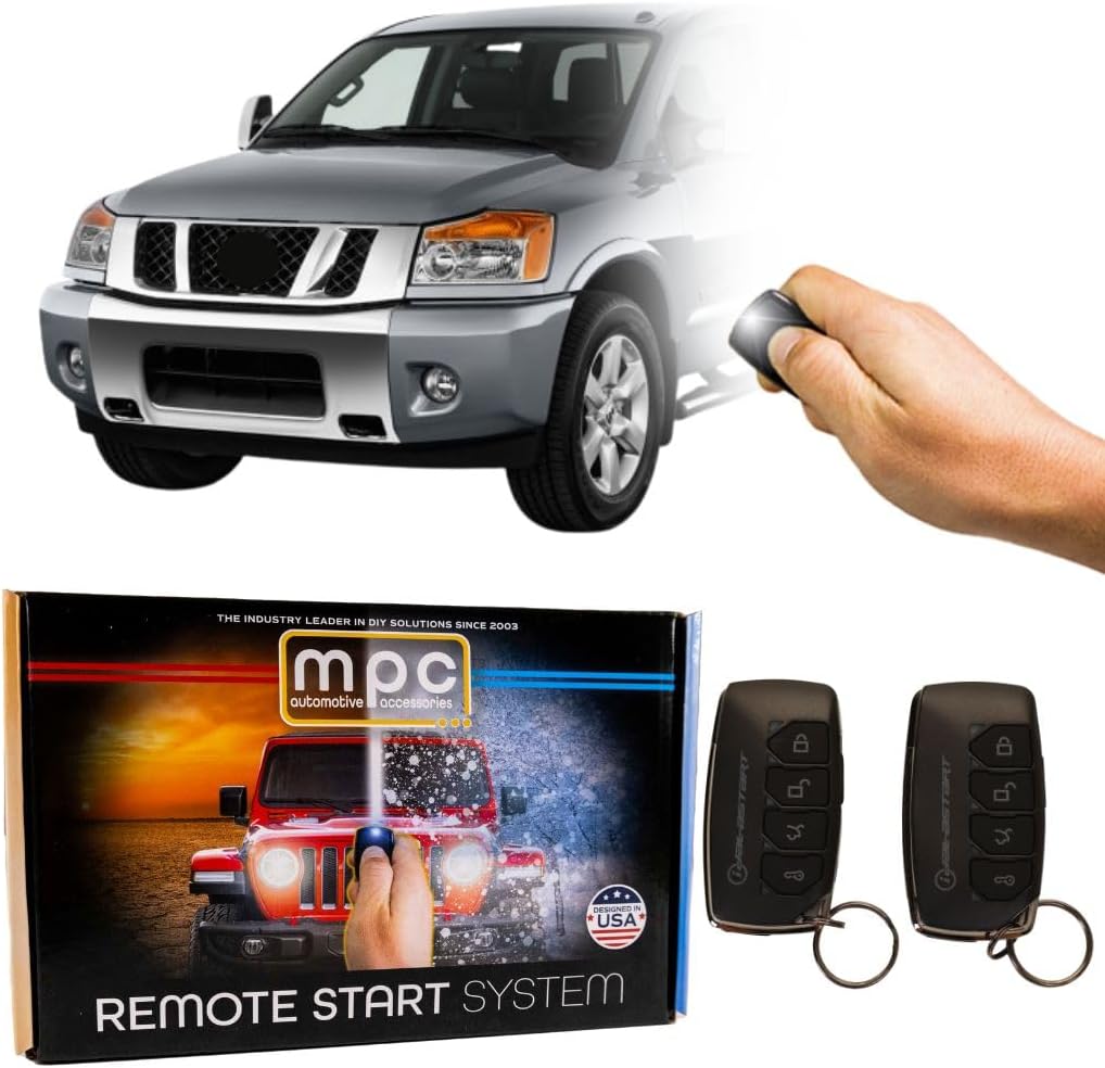 MPC 2-Way Remote Start Kit Compatible with 2008-2015 Nissan Titan - with T-Harness - Firmware Preloaded - Includes (2) Extended Range 4-Button 2-Way Remotes